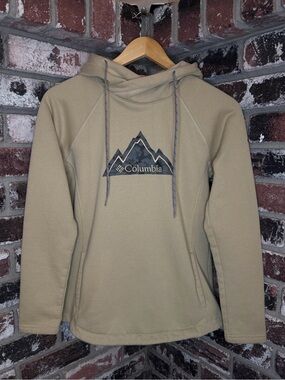 Columbia Women’s Tan Camo Mountain Embroidered Fleece Cowl Neck Hoodie Size XS